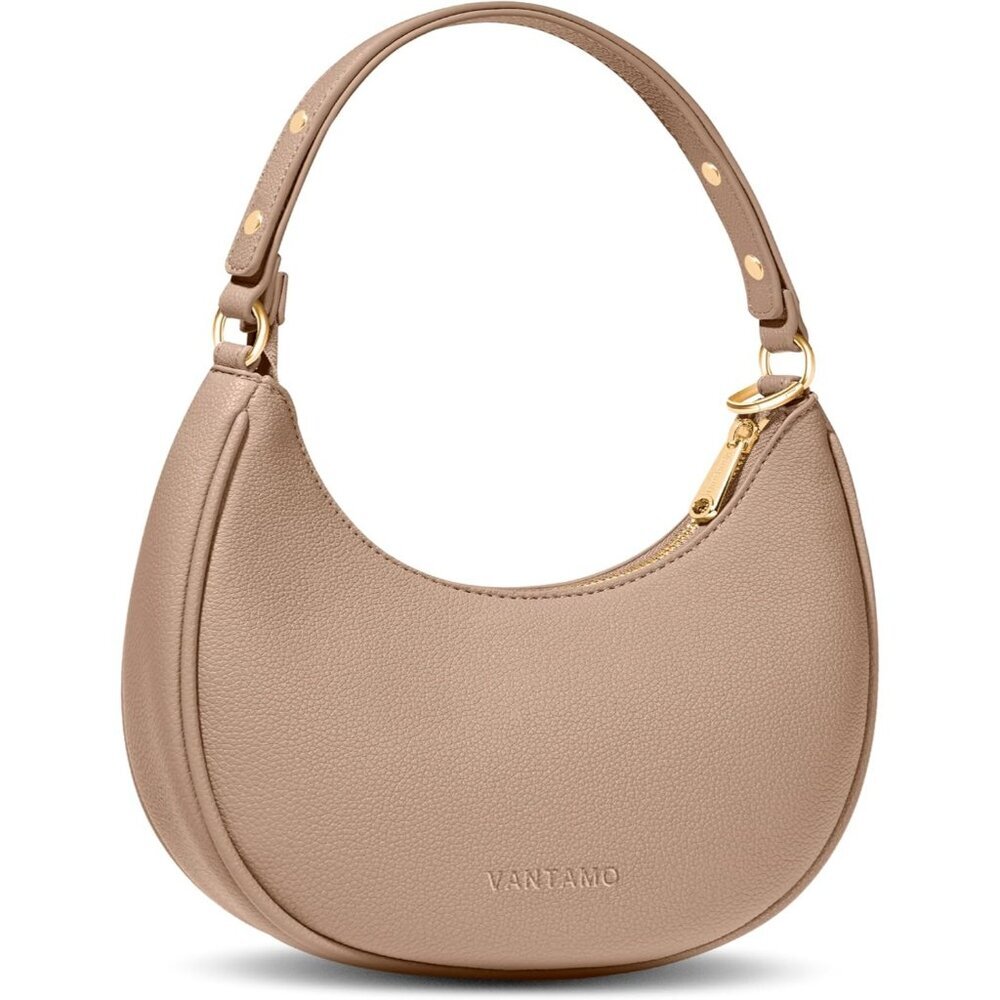 Ⓜ️Women's Taupe Faux Leather Half Moon RFID Protection Crescent Clutch Purses